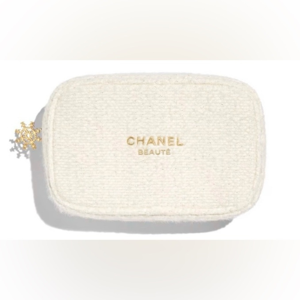 Chanel Beaut’e Line White Tweed Makeup Bag Pouch, NEW/ no box